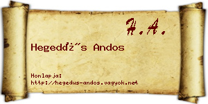 Hegedűs Andos névjegykártya